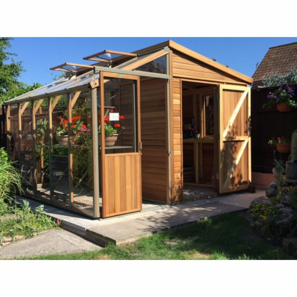 Alton Fusion 10 Cedar Greenhouse and Storage Shed Combo Right