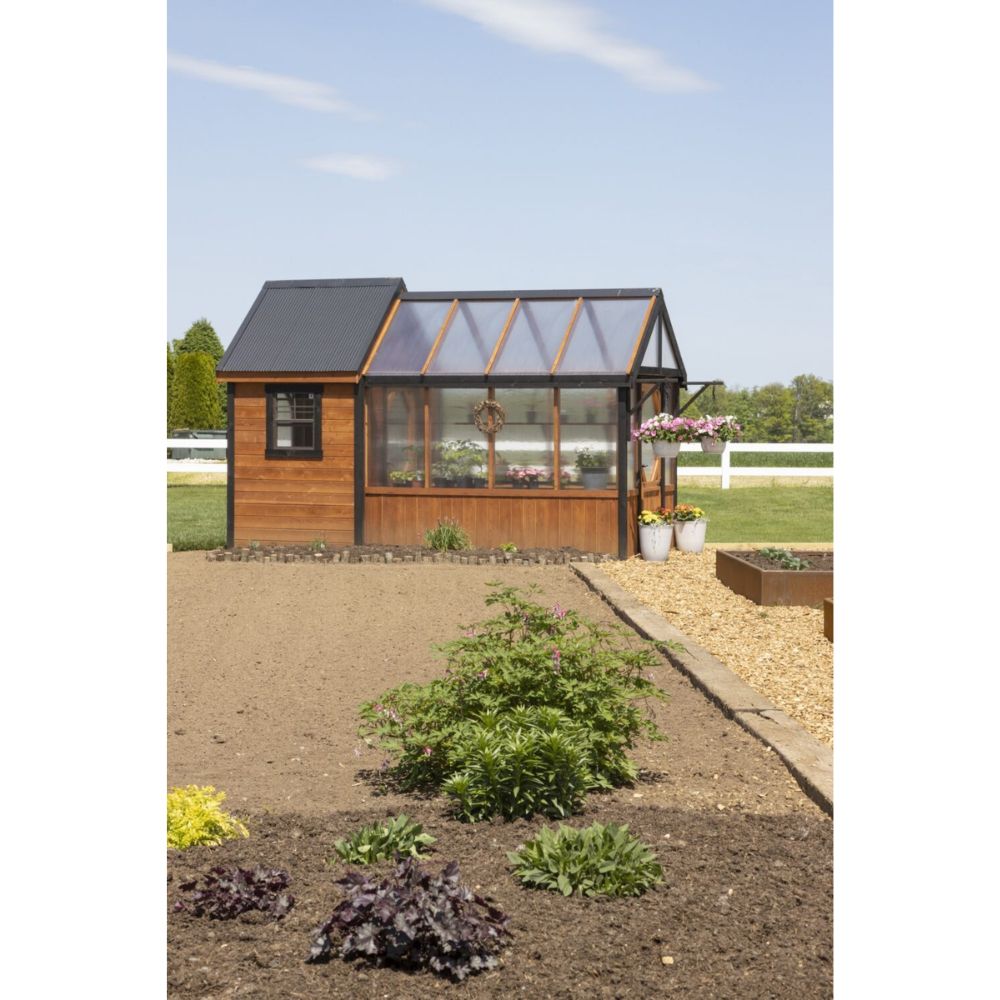 Atlantic Outdoors Cedar A-Frame Greenhouse Kit Side View