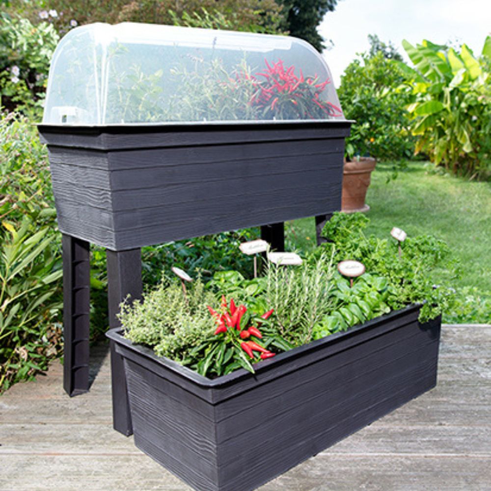 Exaco Balcony Raised Bed Planter with Cover