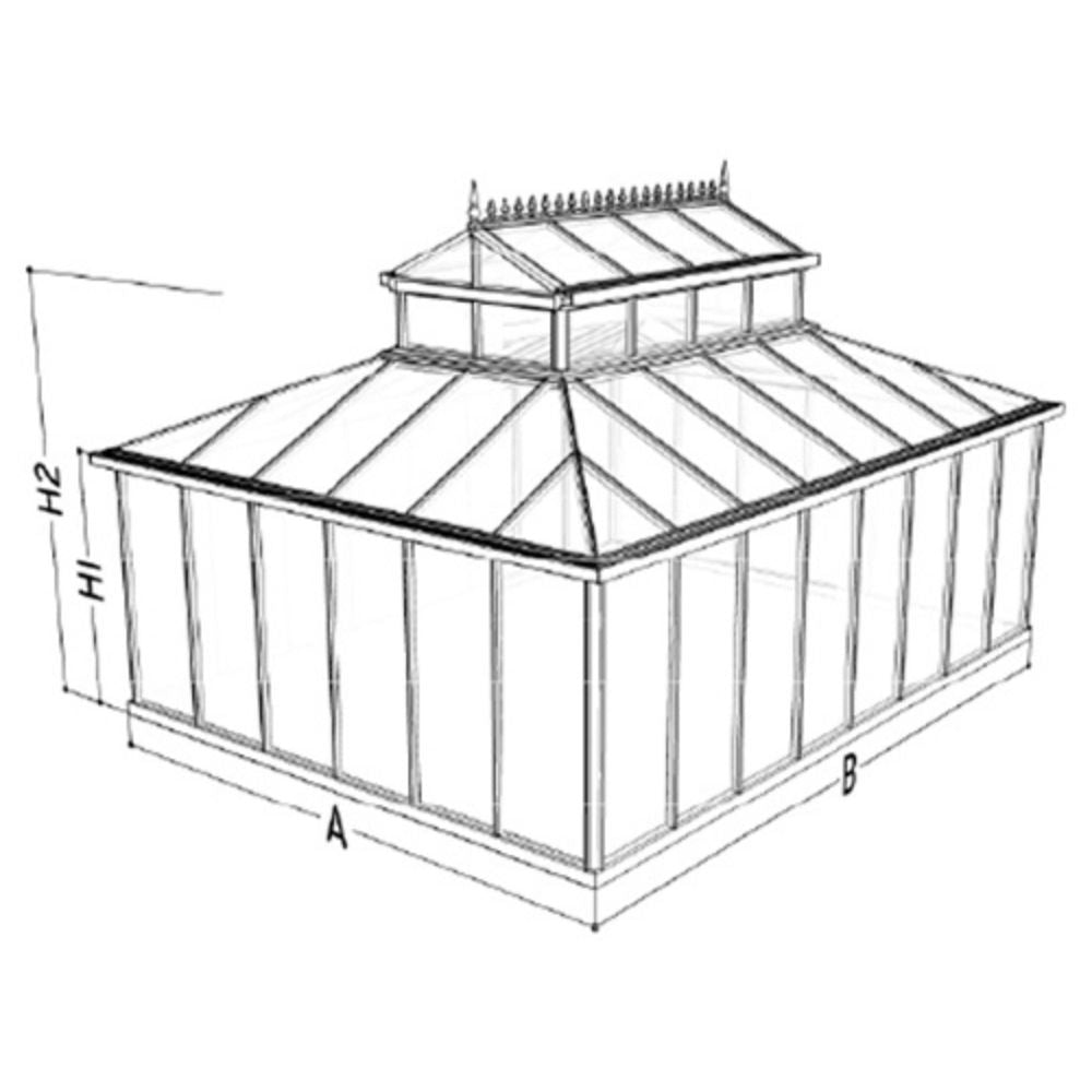 Exaco Cathedral Victorian Greenhouse with Large Cupola Dimensions