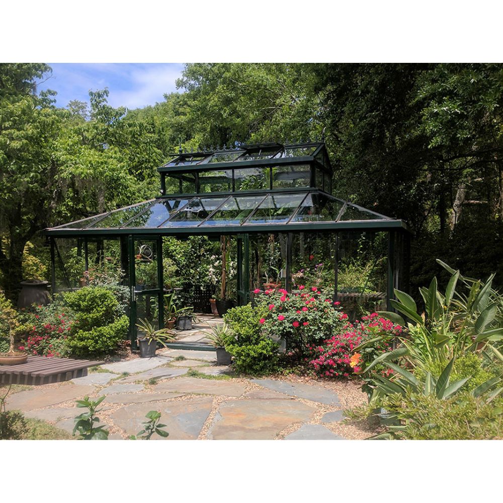 Exaco Cathedral Victorian Greenhouse with Large Cupola Lifestyle