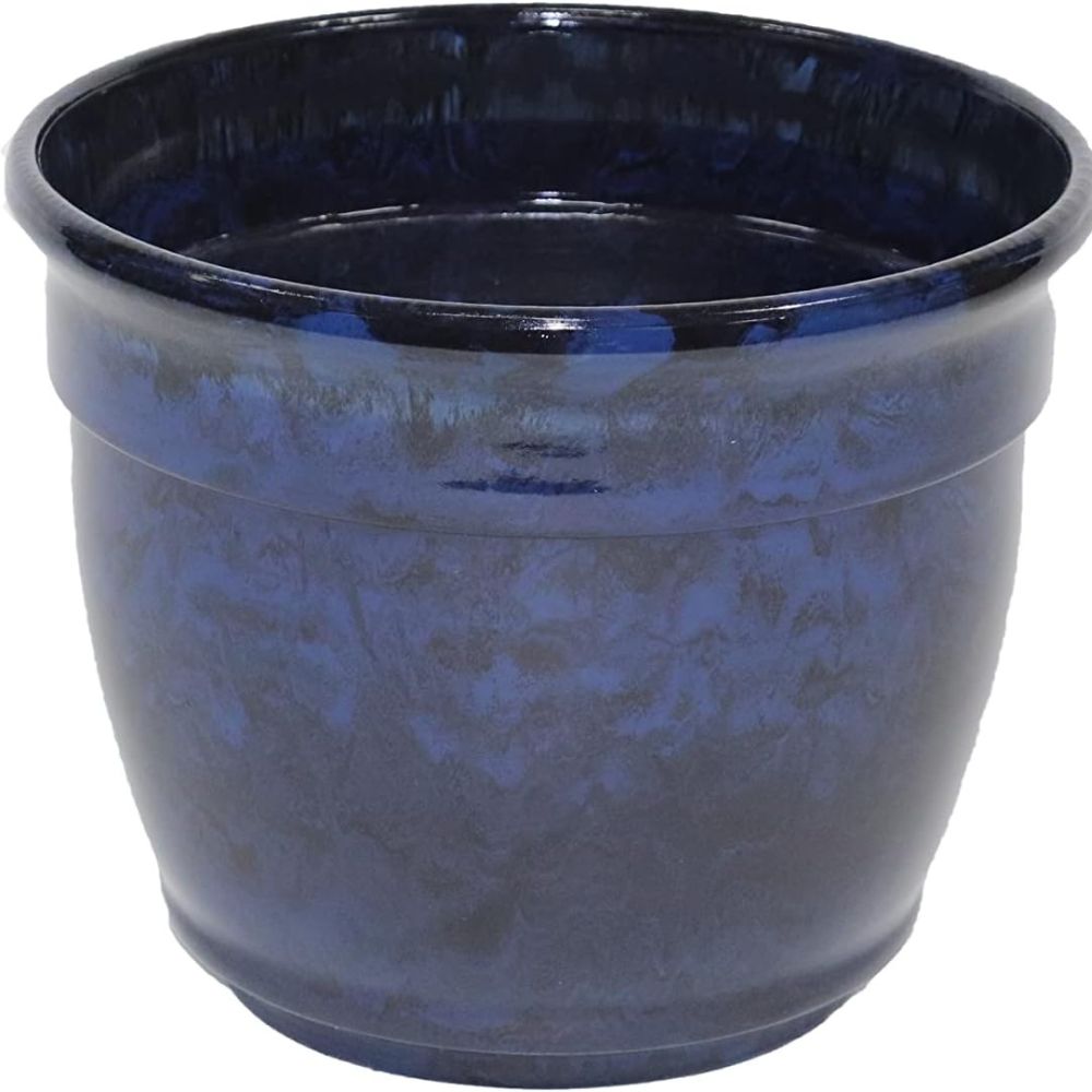 Exaco Marbleized Fiber Clay Planter Pot Blue