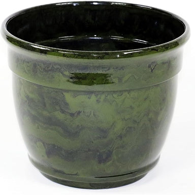 Exaco Marbleized Fiber Clay Planter Pot Green