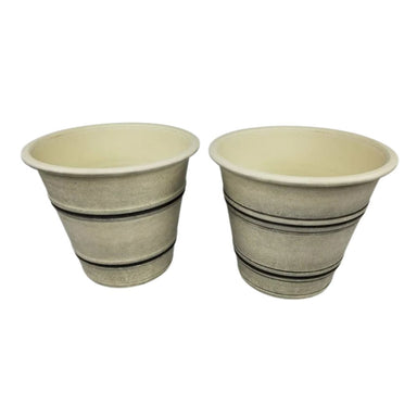 Exaco Round Sandstone Planters - Set of 2