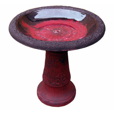 Exaco Scroll Vine Marbelized Bird Bath (Dark Red)