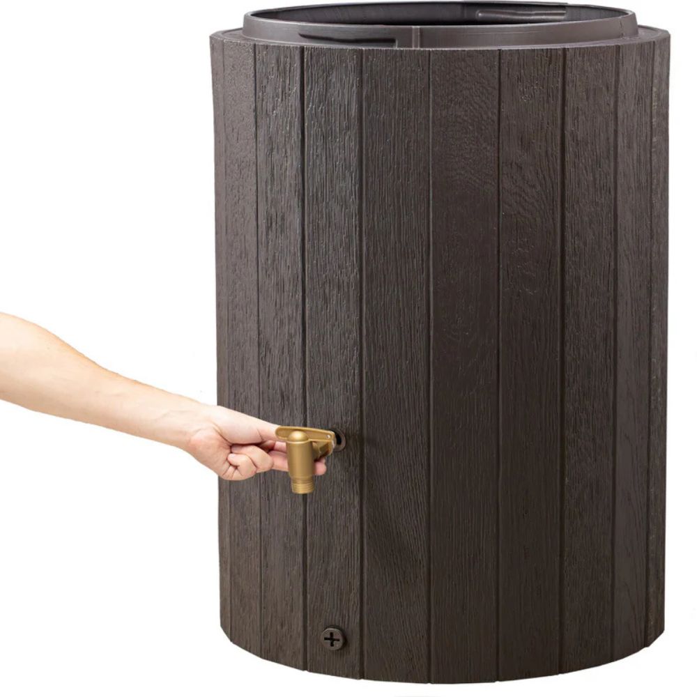 Exaco Madera Rain Barrel 220L / 58 Gallon Brown wood look