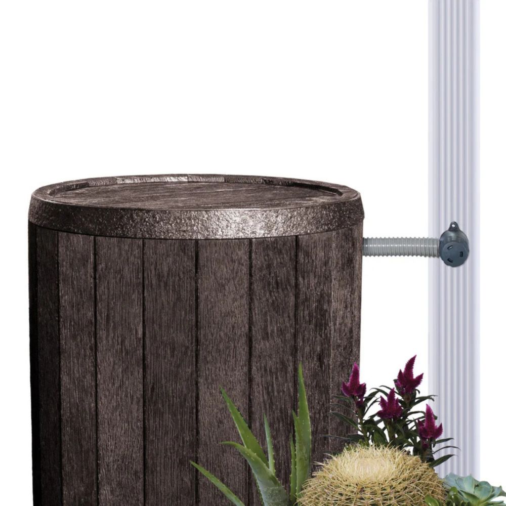 Exaco Madera Rain Barrel 220L / 58 Gallon Brown wood look