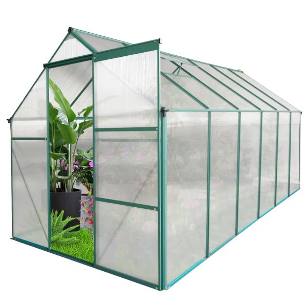 Polycarbonate Greenhouses Raised Base and Anchor Aluminum, Heavy Duty