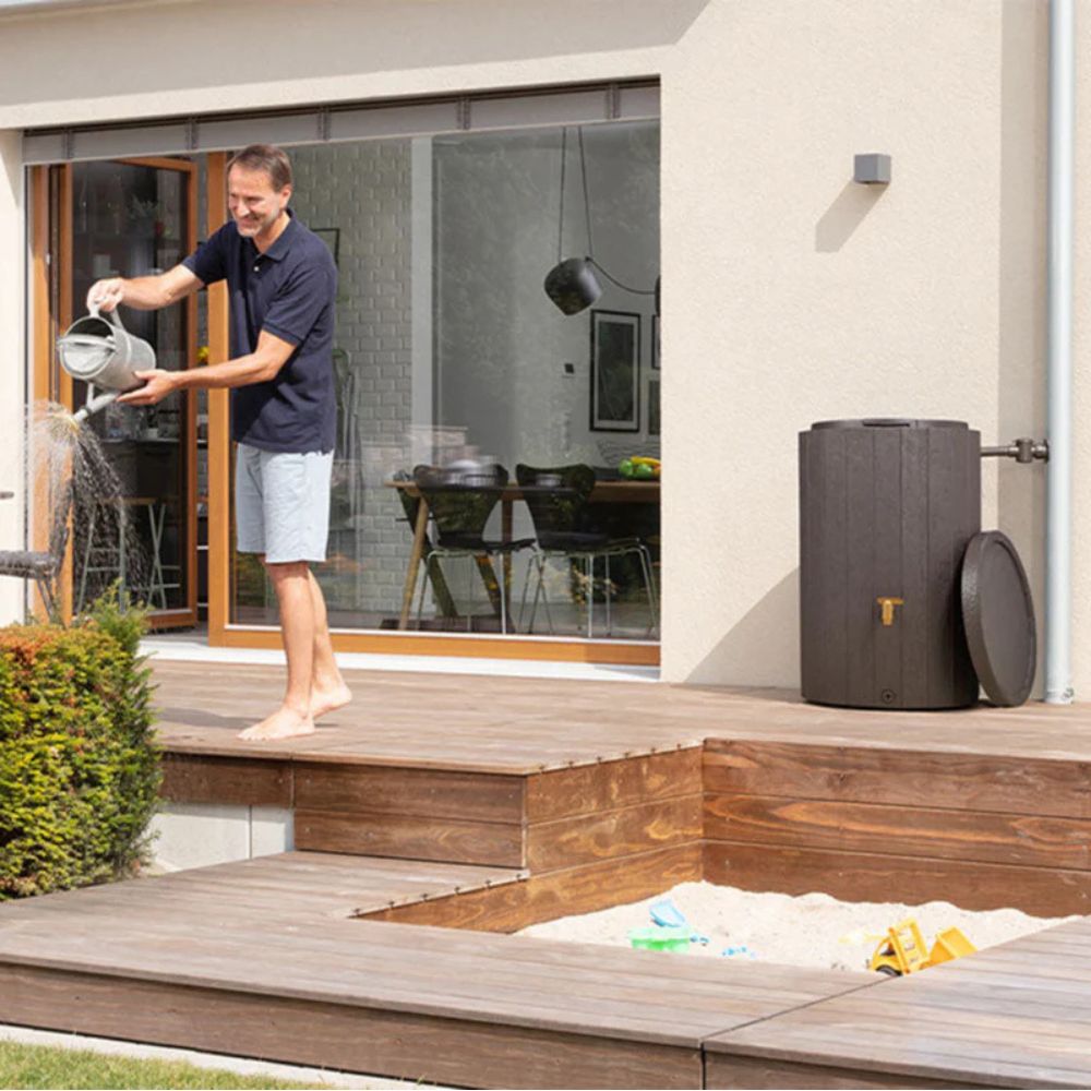 Exaco Madera Rain Barrel 220L / 58 Gallon Brown wood look