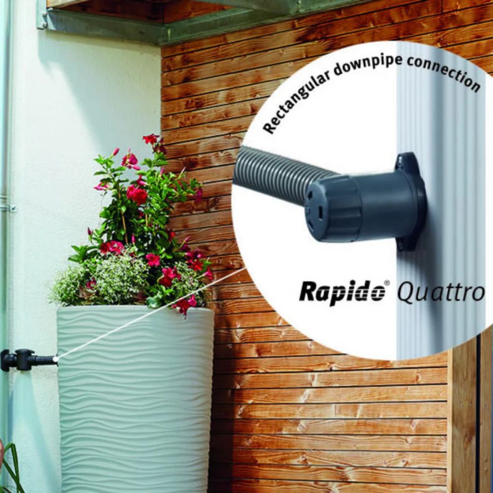 Exaco The Wave Rain Barrel 350L / 92 Gallon with Planter in Arctic