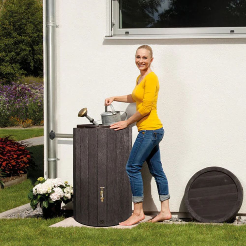 Exaco Madera Rain Barrel 220L / 58 Gallon Brown wood look